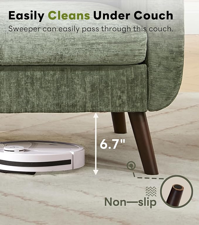 Tbfit 77.2" W Linen Sofa Couch, Mid Century Modern Decor Loveseat Couches for Living Room, Button Tufted Upholstered Small Couch for Bedroom, Solid, and Easy to Install Love Seats Furniture, Green