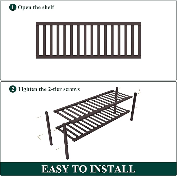 Smiry Bamboo Shoe Rack for Closet, 2 Tier Long Wooden Stackable Shoe Organizer, Free Standing Shoes Storage Shelf for Entryway, Front Door Entrance, Brown