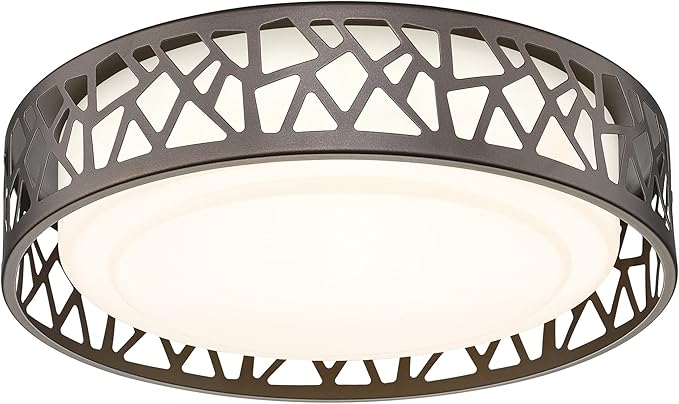LED Flush Mount Ceiling Light, 14 Inch 20W Dimmable Round Deco Lighting Fixture Oil Rubbed Bronze Finished,1400 Lumens 3000K Warm White, ETL Listed for Kitchen, Hallway, Bedroom, Stairways