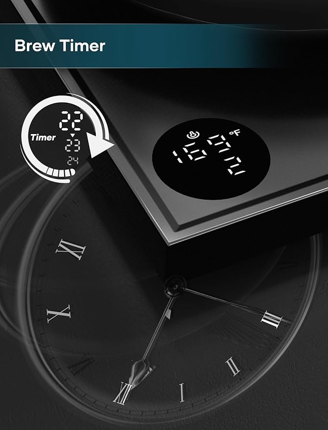 Electric Kettle, Gooseneck Electric Kettle, ±1℉ Precise Temperature Control, Stainless Steel Interior, Quick Heating for Pour Over Coffee, Tea & Boiling Water, 0.9L (Matte Black)