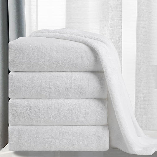 MINCHI 4 Piece Oversize Bath Towels Set, Ultra Soft Absorbent Bathroom Towel for Home and Hotel Shower Towel Oversized Bath Sheet, 35x70 Large Bath Towels 600 GSM, White