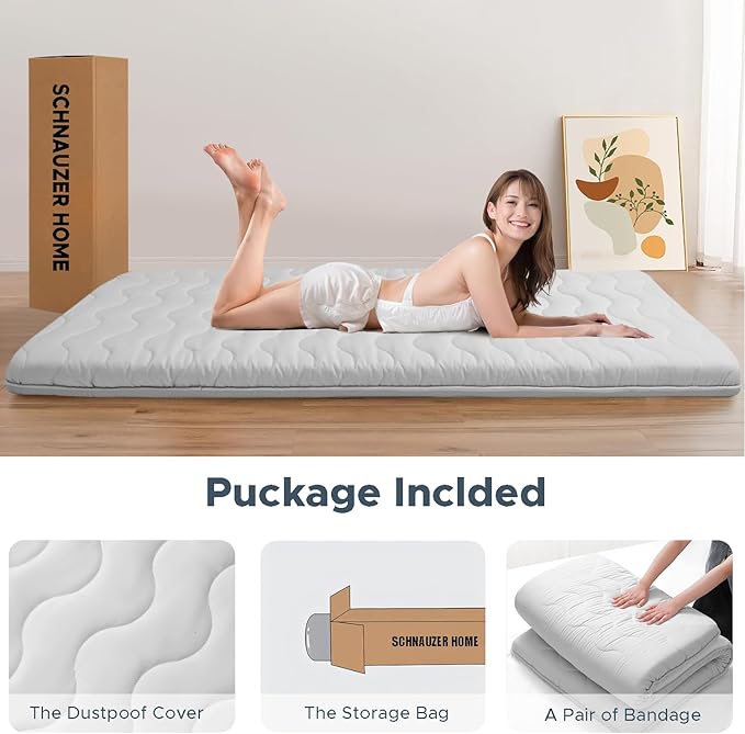 Japanese Floor Mattress, 100% High Density Comfortable Foam, 4" Thicken Foldable Mattress Tatami Mat Sleeping Pad, Ideal for Comfort and Support, Kids Floor Lounger Pillow Bed Sofa (Twin)
