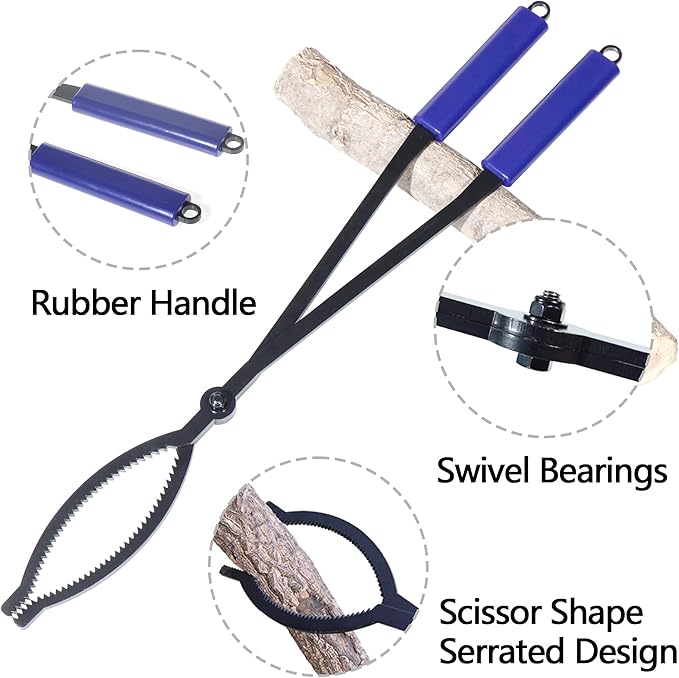28" Firewood Tongs Log Grabber for Thick Logs Outdoor Indoor Camfire Firepit Bonfire Fireplace Tongs Heavy Duty Wrought Rustproof Safely Moves Firewood
