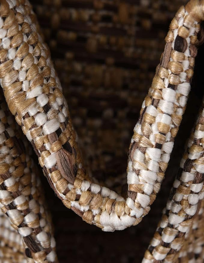 Unique Loom Outdoor Traditional Collection Area Rug - Valeria (5' 3" x 7' 10" Oval, Natural/ Ivory)