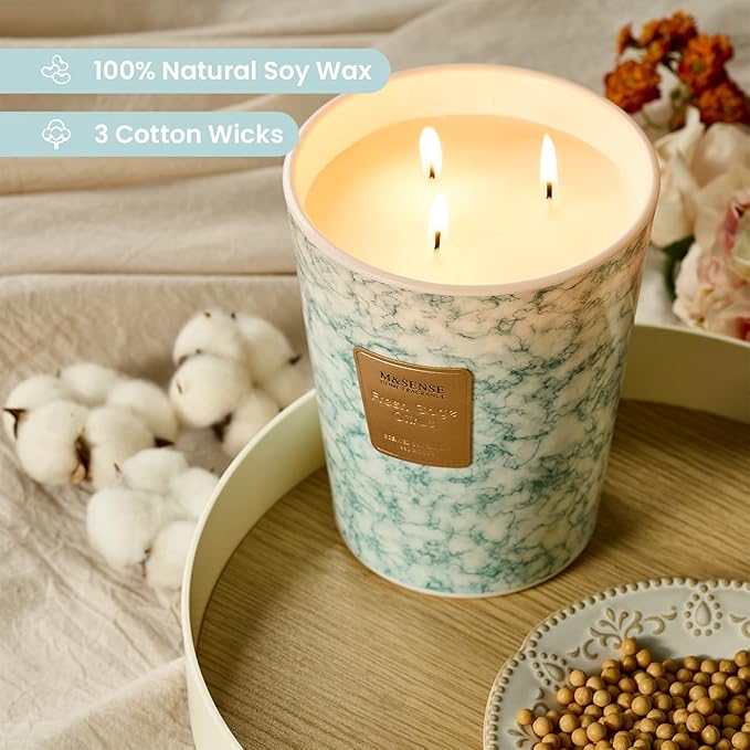M&SENSE FreshSage Citrus Scented Candles for Home, 3-Wick Highly Scented Jar Candles, Extra Large Candle 35 Oz 150 Hours Long Lasting Burning, Relaxing Aromatherapy Candle for Stress Relief,Meditation