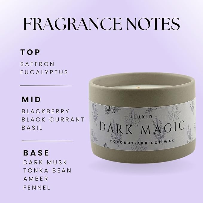 Eucalyptus, Amber & Dark Musk – Bold Cologne-Inspired Aroma - Dark Magic Scented Candle for Men – Hand-Poured in USA, Coconut-Apricot Wax, Phthalate-Free, Long-Lasting Burn (5 oz.)