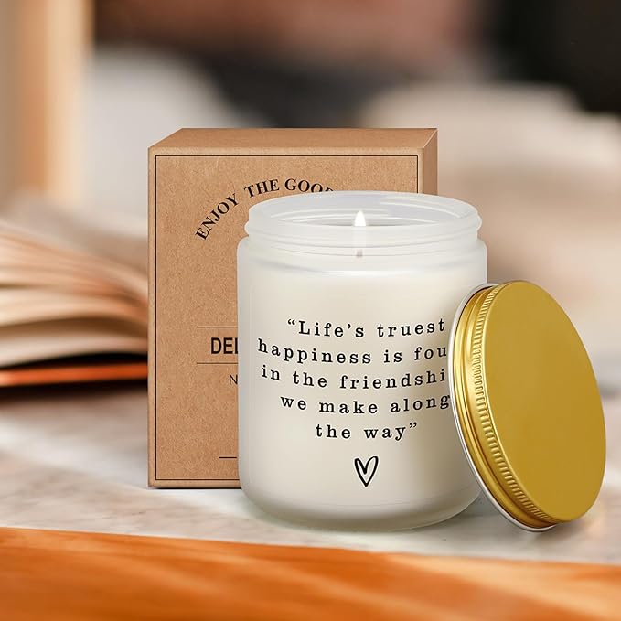 Friendship Gifts for Women - Friends Themed Gift for Friends, BFF, Bestie, Coworkers, Sister, Friendship Candle for Birthday Christmas Anniversary, Going Away Present for Women Friends, Work Bestie