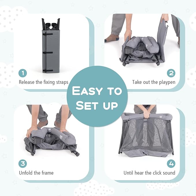 BABY JOY 2 in 1 Travel Crib, Portable Baby Playpen with Soft Washable Mattress, Foldable Pack and Play Lightweight Installation-Free Home Playard with Carry Bag, for Infants & Toddlers Indoor Outdoor