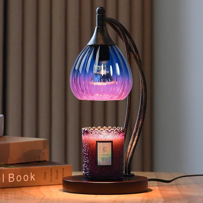 Candle Warmer Lamp with Timer Dimmer - Electric Candle Warmer Light Wax Warmer for Jar Candles - Candle Lamp Warmer Unique Gifts for Women Mom House Warming Gifts New Home Decor Blue Purple Gradient