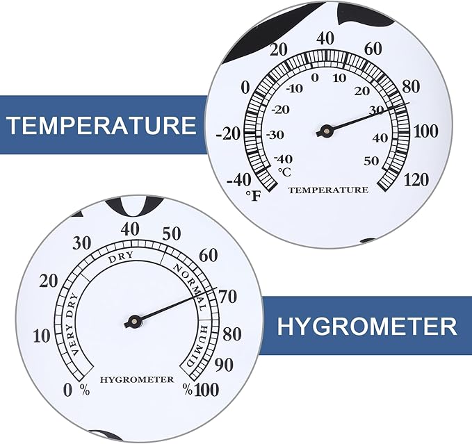12 inch Outdoor Wall Clock, Plastic Waterproof Outdoor Clock with Temperature & Humidity, Water Resistant Wall Clocks for Patio Garden, Blue