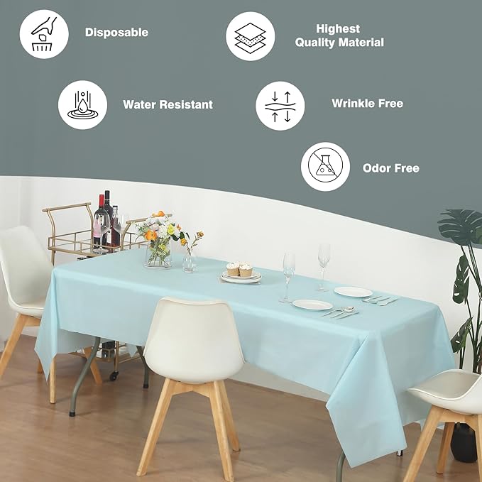 Craft And Party, Light Blue Plastic Table Cover Roll - 40in X 100 feet Heavy Duty Plastic Banquet Table Cover Roll. (Light Blue)
