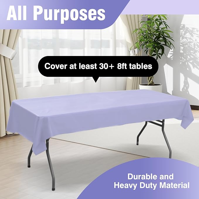 Craft And Party Lavender Plastic Table Cover Roll, 40Inch X 300Feet Disposable Plastic Tablecloth, Banquet Rectangle Tablecover Roll