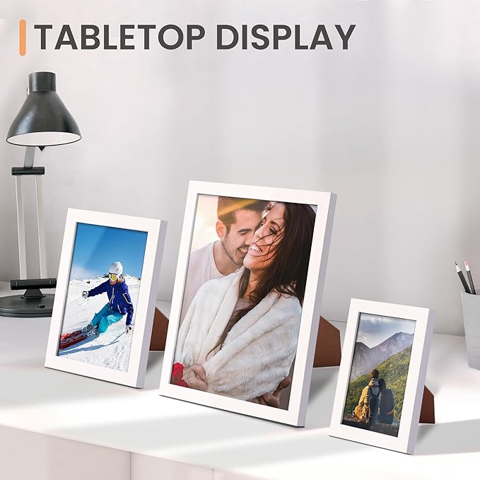 upsimples 10 Pack Picture Frames Collage Wall Decor for Mounting or Tabletop Display, Photo Gallery Frame Set for Family, Multi Sizes Including 8x10, 5x7, 4x6, White
