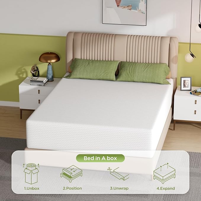 PayLessHere 14 Inch Queen Mattress Base Foam Mattress,Removable Soft Cover,Bunk Bed, Trundle, Daybed,White,Fiberglass Free