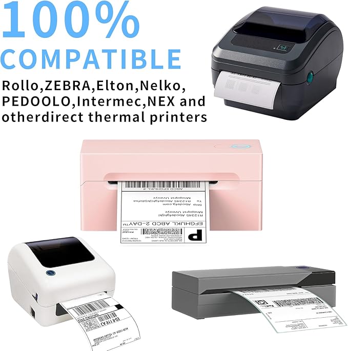 Direct Thermal Label-Shipping Label 4x6-NefLaca Thermal Printer Sticker 4"x6"-Mailing Label,Compatible with Rollo,Nelko,Zebra. MUNBYN Printer,Fanfold Shipping Label(4 Packs of Total 8000 Labels)