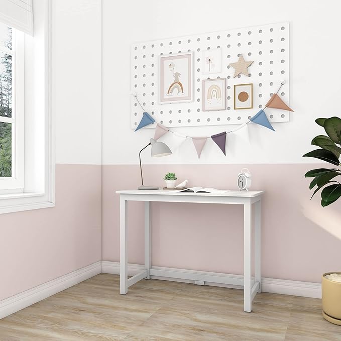 Max & Lily Solid Wood Desk, 40 Inches, White