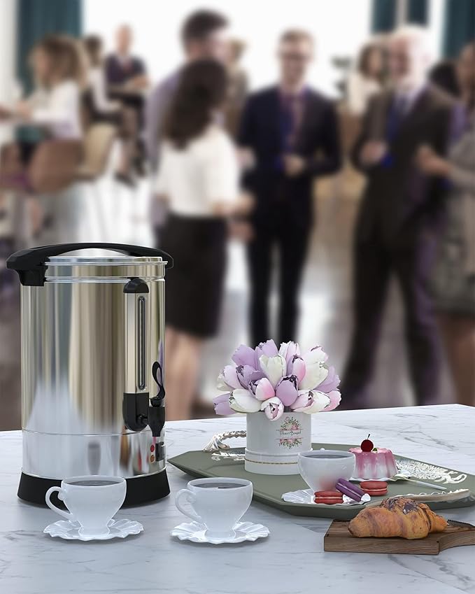 Coffee Urn - 18l(4.8 Gallon) Large Coffee Maker,Commercial Coffee Maker - Stainless Steel, Double-Wall Insulated, Quick Brewing - 90 Cups Capacity, Ideal for Large Events