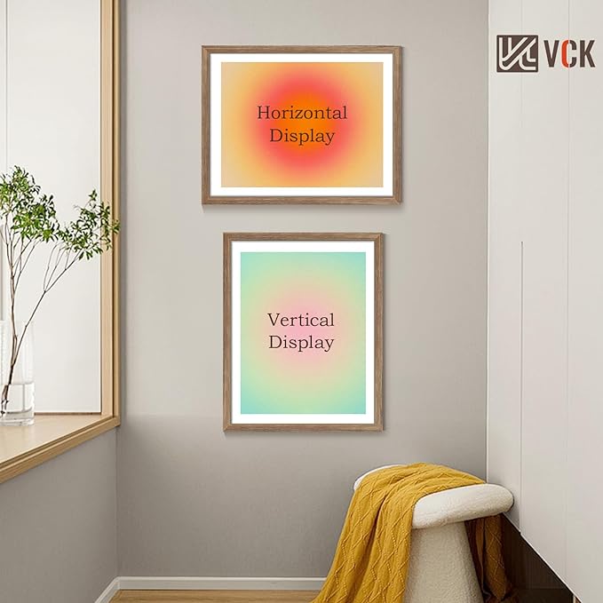 VCK 22x28 Poster Frame Set of 4 - Walnut, Gallery-Quality Wood Picture Frames, 1.1-Inch Wide Border, Polished Plexiglass, Vertical or Horizontal Wall Display for Photo/Art/Prints, Walnut