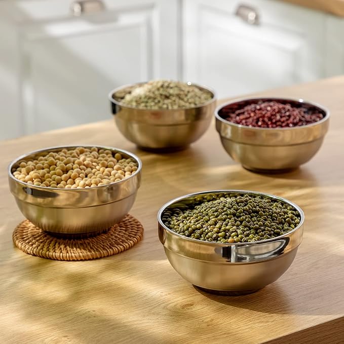 20 Pack Stainless Steel Bowls Set, 17 oz Double Walled Insulated Metal Bowl Bulk for Rice Soup Ice Cream Snacks Salad Cereal Sauces Serving, Easy to Clean, Stackable, 5.1 x 2.6 Inch