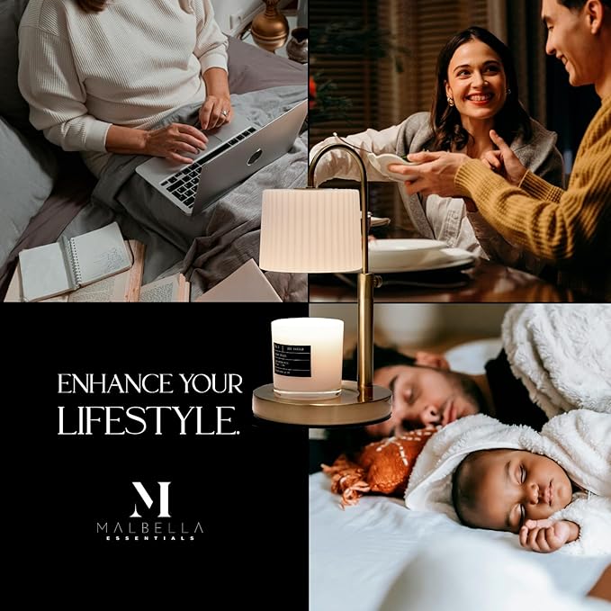 Dimmable Glass Candle Warmer Lamp with Timer - Adjustable Height Candle Lamp Warmer with Timer (8H/4H/2H) - Wax Melter - Ideal Gift, fits Various Size Scented Candles - 02 Bulb - (Brushed Nickel)