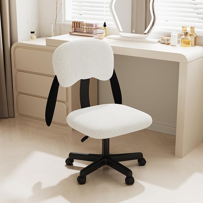 Puppy Shaped Back Kids Desk Chair, Adjustable Comfy Swivel Computer Chairs with Wheels for Kids, Cute Girls Students Vanity Chair for Bedroom Study