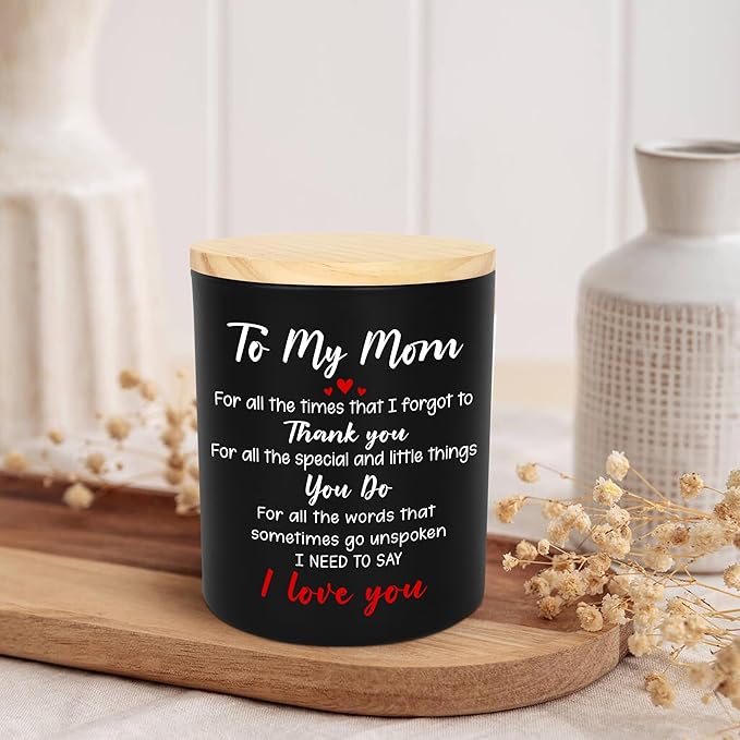 Birthday Gifts for Mom from Daughter Son - Long Lasting Vanilla Lavender Scented Candle 10 oz - Christmas Thank You Gifts for Mother, Mama, Mother in Law, Grandma, I Love You Mom Gift Ideas