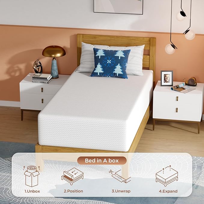 PayLessHere 14 Inch Twin Mattress Base Foam Mattress,Removable Soft Cover,Bunk Bed, Trundle, Daybed,White,Fiberglass Free