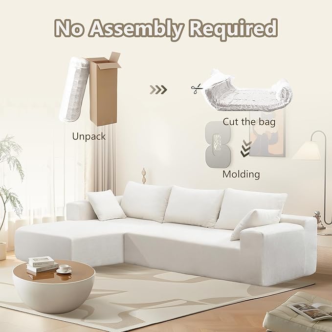 109 X 68'' Sectional Sofa, Chenille Fabric L Shaped Couch, 3 Seat Corner Sofa, Modern Upholstered Couch with 2 Pillow Left Hand Lounge for Living Room, Office