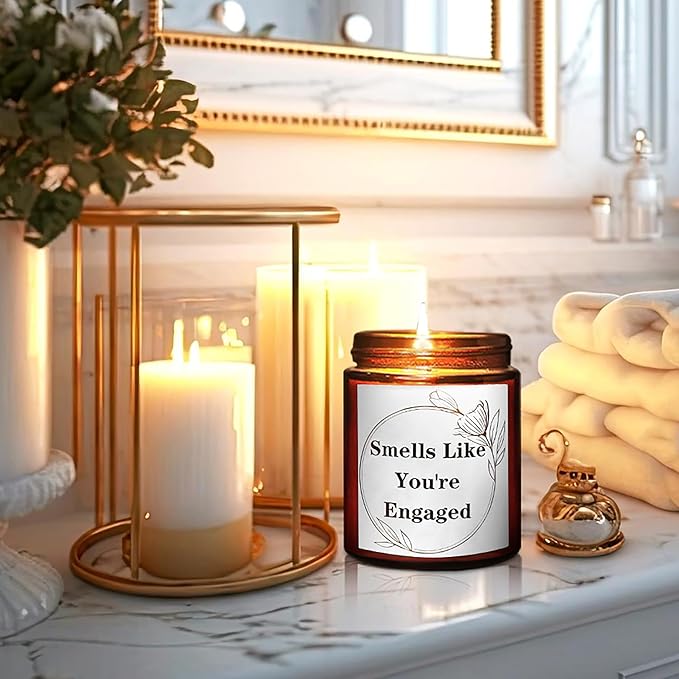 You're Engaged Candle - Engagement Gifts for Couples - Just Engaged Gifts for Her, Bride to Be - Engagement Party Decorations - Lavender Vanilla Soy Candle for Relaxation & Stress Relief