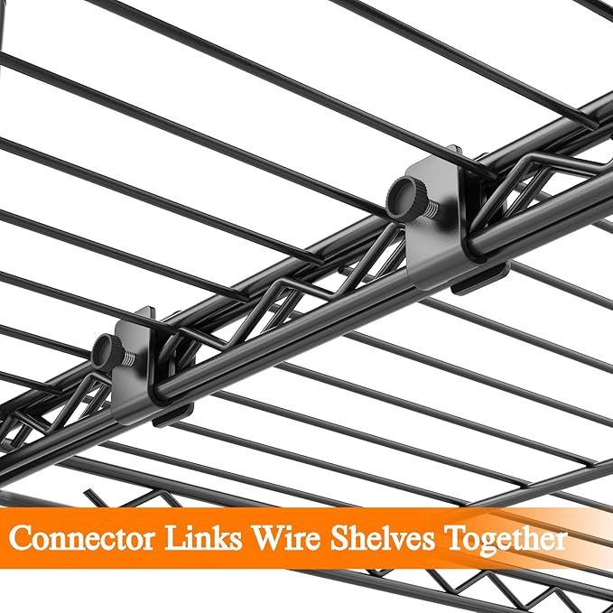 Homdox Heavy Duty Storage Shelves, 4 Tier Wire Shelving Unit, Adjustable Metal Shelves for Storage, Garage Rack Pantry Shelves Kitchen Shelving, 18"x72"x60", Black