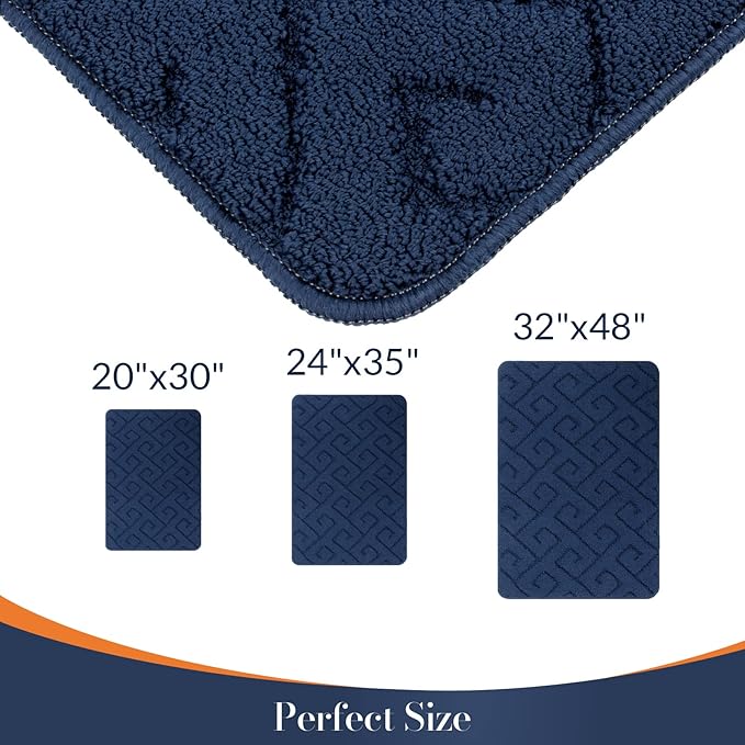 Walensee Indoor Doormat, Front Door Mat for Entrance (32"x48"Navy Blue) Machine Washable Entryway Rug, Non Slip Trapper Door Rugs Absorbent Dirt Low Profile Shoes Scraper Inside Floor Mats