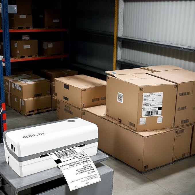 Rongta Bluetooth Thermal Shipping Label Printer, Wireless 4x6 Label Printer for Shipping Packages, Support Android, iPhone, Widely Used for Amazon, Ebay, Shopify, Etsy, USPS (Bluetooth+USB)