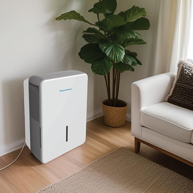 Keystone Energy Star 50-Pint Portable Dehumidifier, 115V, Extra Large Rooms up to 4,500 Sq.Ft. with Built-in Pump, Quiet Home Dehumidifier and Moisture Absorber