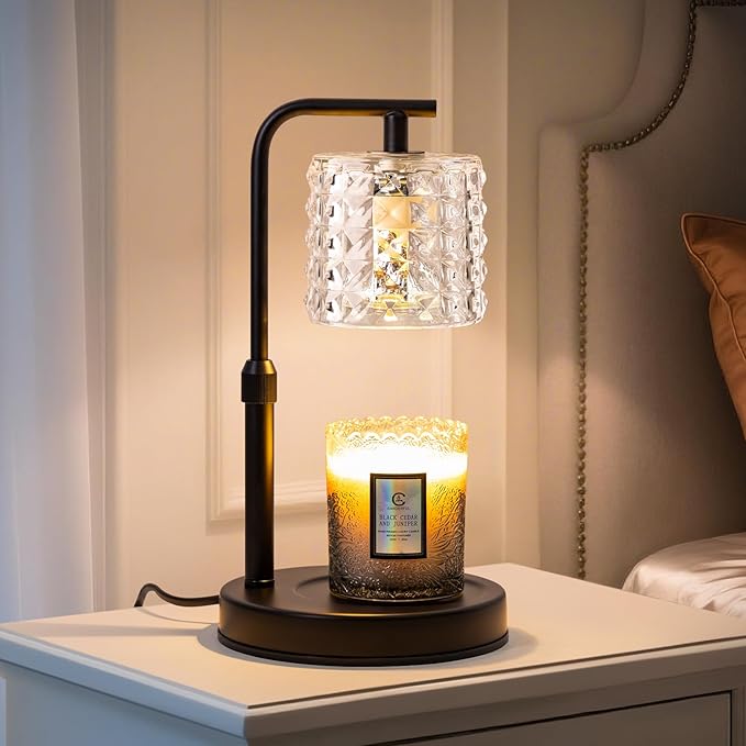 TantaScent Electric Candle Warmer Lamp in Vintage Birdcage Design with Timer – Scented Jar Candle Melter for Home Decor, Housewarming, Birthday, and Christmas (Includes 2 Bulbs) (Diamond Grid)