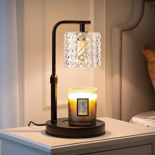 TantaScent Electric Candle Warmer Lamp in Vintage Birdcage Design with Timer – Scented Jar Candle Melter for Home Decor, Housewarming, Birthday, and Christmas (Includes 2 Bulbs) (Diamond Grid)