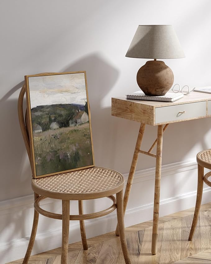 InSimSea Framed Wall Art for Living Room Vintage Landscape Wall Prints Framed Canvas Art Wall Decor Abstract Serene Countryside Scene Wall Prints Mid Century Modern Decor for Bedroom Office 16x24in