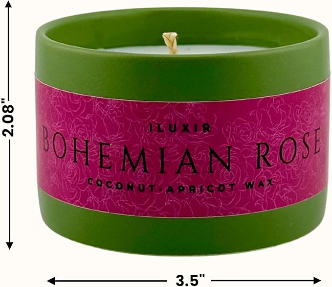 Bohemian Rose Scented Candle Fresh Floral Aroma with Rose Magnolia Patchouli Natural Coconut Wax Long-Lasting Non-Toxic Eco-Friendly Home Office Decor Relaxation Handcrafted Luxury (5 oz.)