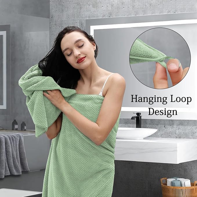 Extra Large Bath Towels Set 35x70 Inches - Green Luxury 600 GSM Oversized Bath Sheet Towel,Ultra Soft Microfiber - Quick Dry,Highly Absorbent Shower Towels Spa Hotel Bathroom Towel Set (4-Pack)
