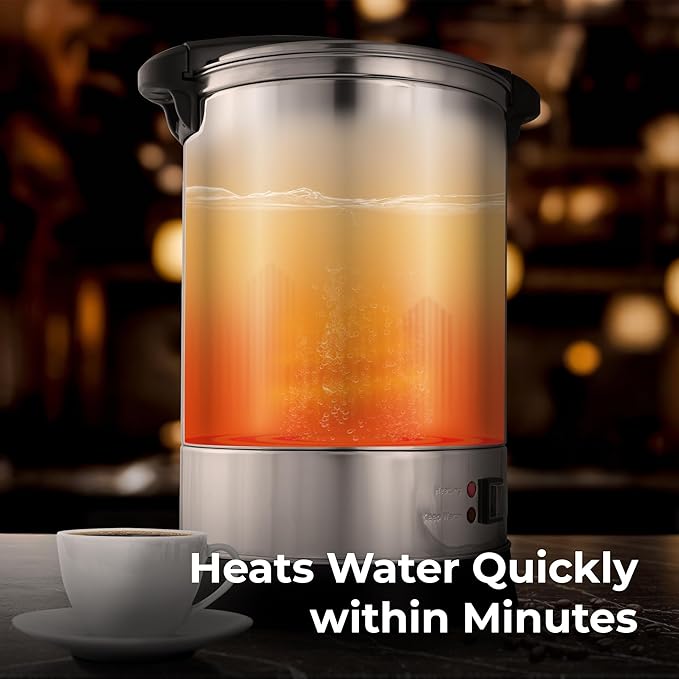 Zulay Commercial Coffee Maker Machine Urn - Large Percolator Pot Dispenser With Double-Wall Stainless Steel, Quick Brew, Stays Hot - Also for Water, Tea, Beverage at Events & Catering - 50 Cup Silver