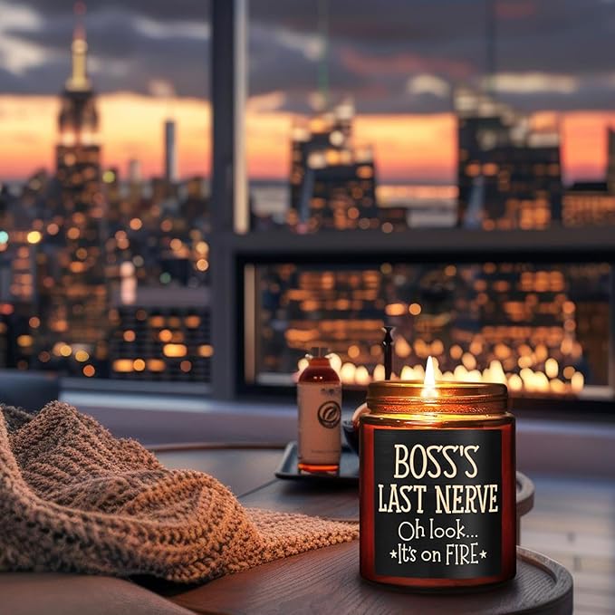 Boss Gifts for Women, Men - Fun Relaxing Candles - Funny Gift for Boss Female, Her, Mom, Boss Lady - Birthday, Thank You for Coworker Nurse Teacher Friend - Natural Soy Wax Jar Candle for Home