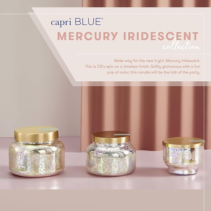 Capri Blue Honeydew Crush Scented Candles for Home - Mercury Iridescent Inverted Jar Candles - Housewarming Gifts for Women & Men - Long Burning Soy Wax Blend - Honeydew Crush (10 oz)