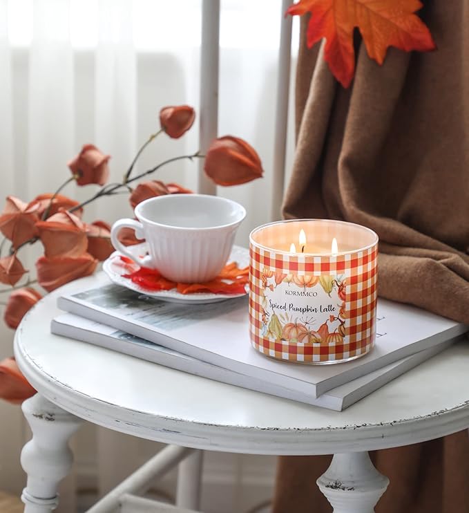 Spiced Pumpkin Latte Candle, Fall Scented Candle, Large 3 Wicks Candle, 14 oz