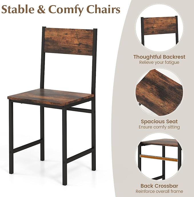 Tangkula Dining Table Set for 4, Kitchen Table and 2 Chairs for 4 with Bench, 4 Piece Dining Table Set for Small Space, Apartment