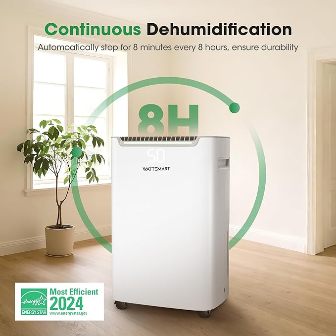 Dehumidifiers for Home with Drain Hose,75 OZ Water Tank, 4500 Sq.Ft 55 Pints Dehumidifiers for Basement, Bathroom, Bedroom, Three Modes, Smart Humidity Control, Dry Clothes, 24H Timer, White
