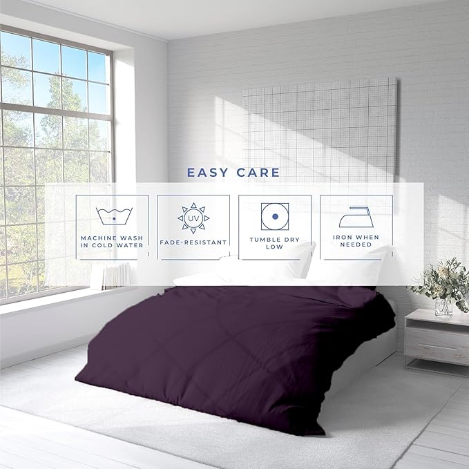 Kotton Culture 120"x120" 1 Pc Super King Plus/Super Oversize King Duvet Cover Only 100% Egyptian Cotton - 600 TC Comforter Cover, Zipper Closure & Corner Ties - Fits Only Extra Large Inserts - Plum