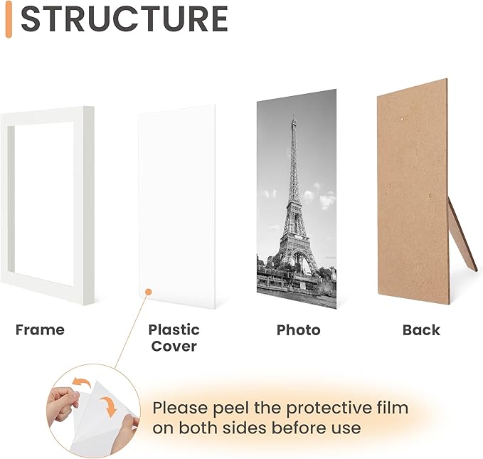 upsimples 10 Pack Picture Frames Collage Wall Decor for Mounting or Tabletop Display, Photo Gallery Frame Set for Family, Multi Sizes Including 8x10, 5x7, 4x6, White