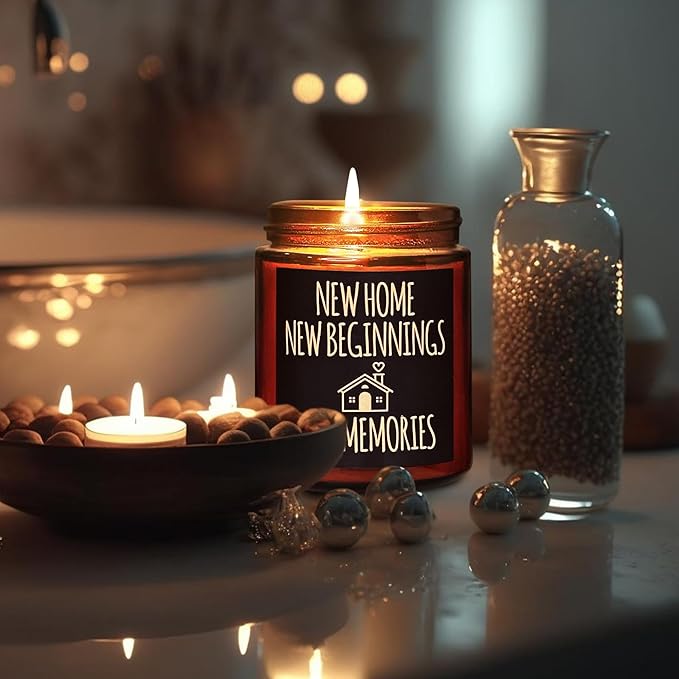 New Home New Beginnings Candle - Housewarming Gifts for Women Men Friends - Hawaii Pineapple Soy Wax Jar Candle - Congratulations New Homeowner, First Apartment - Welcome & Moving Away Gift