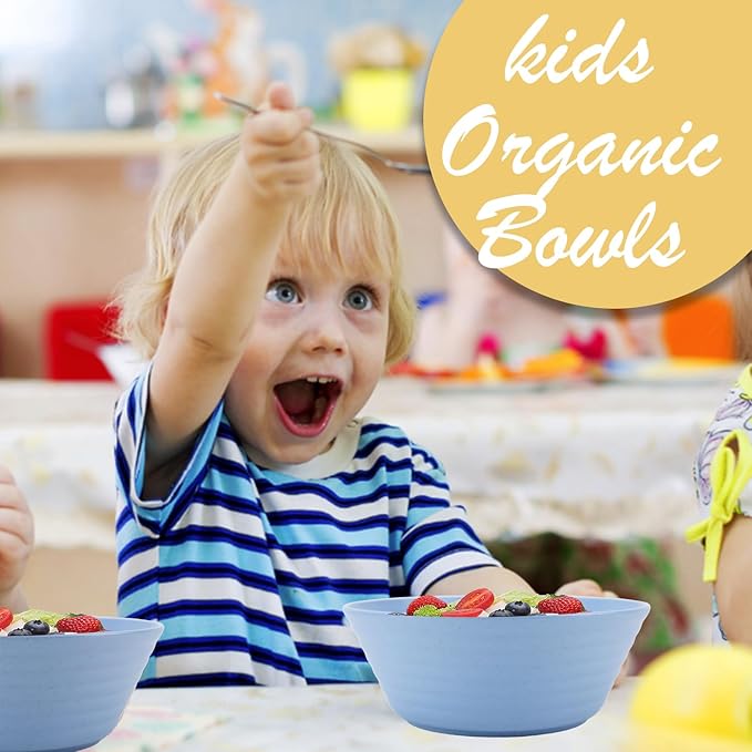 Wheat Straw Bowl Sets,6 PCS Unbreakable Cereal Bowl 36 OZ,Microwave and Dishwasher Safe Bowls,Kitchen Bowls for Serving Soup,Oatmeal and Salad (Sky Blue)