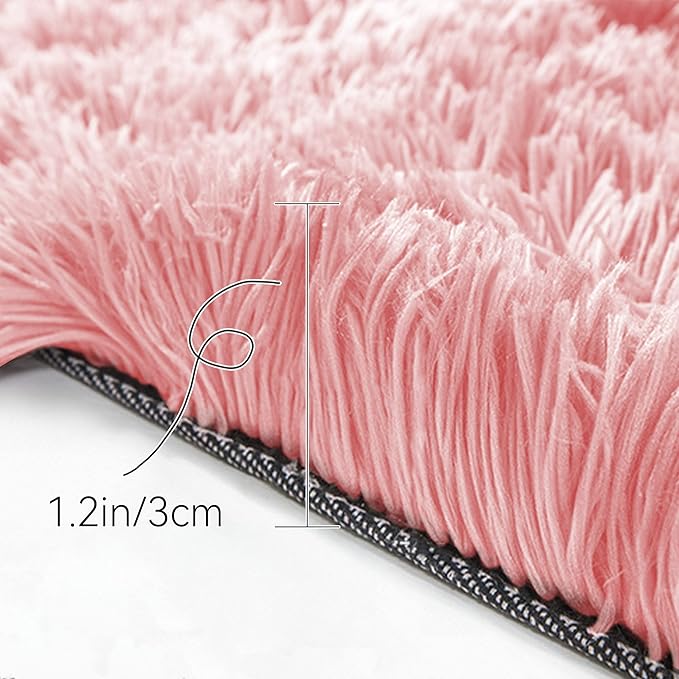 TTLOJ Rectangle Rug for Play Tent, Decorative Area Rug, Fluffy Soft Mat Pad for Kids' Playhouse, Nursery, Children's Room Decor, Dormitory Velvet 50.5" Lx38.5" W Pink