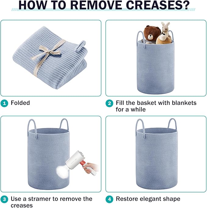 Laundry Hamper Basket, Woven 58L Tall Laundry Basket for Blanket Organizer- Nursery Hamper for Bedroom And Bathroom Storage